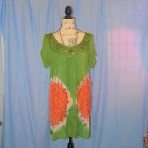 Sunflower Retro Boho Peasant Top Dress Embroidered Summer M L XL Free Size